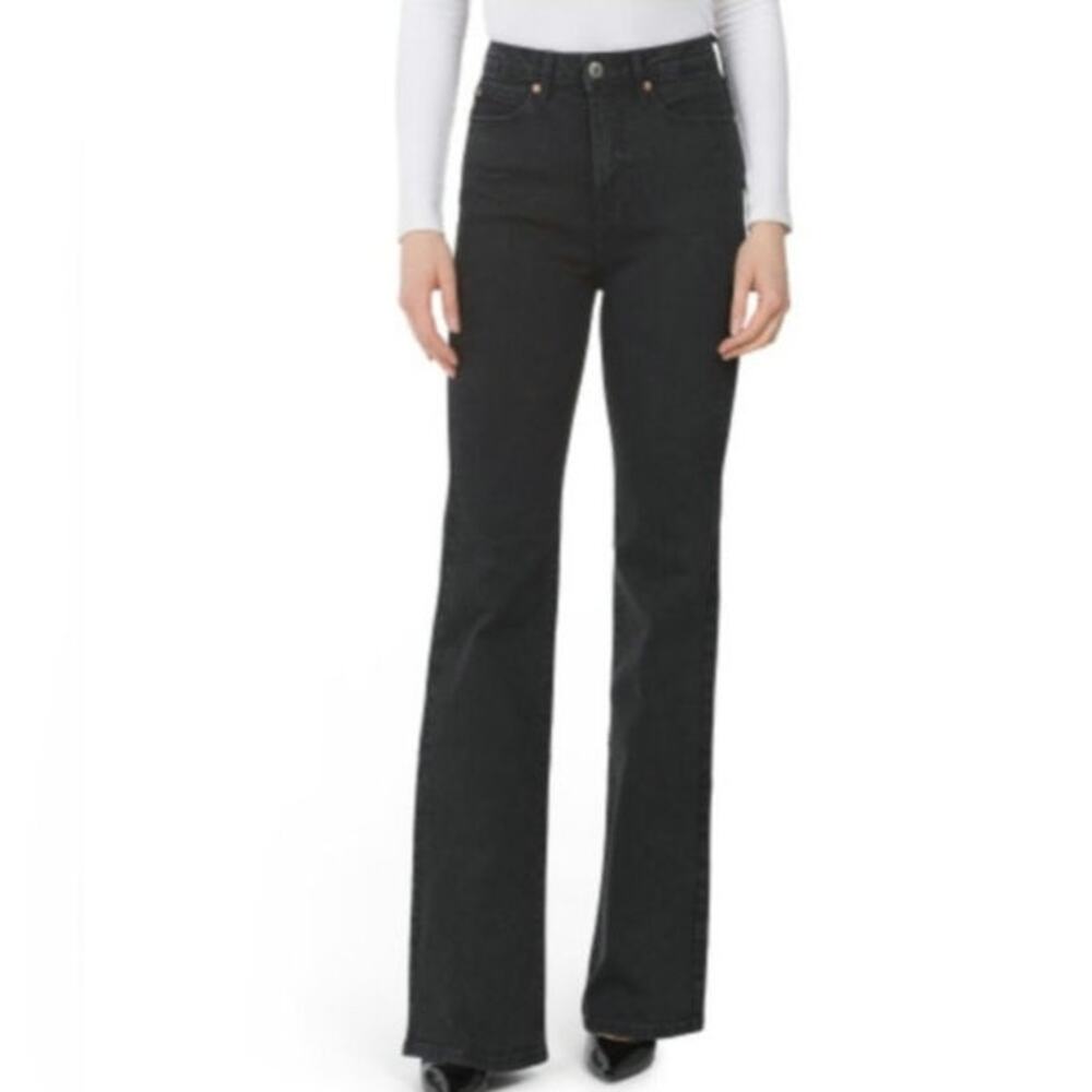 Avec Les Filles High Waist Sculpt "It" Girl Flare Jean in Thunder Wash